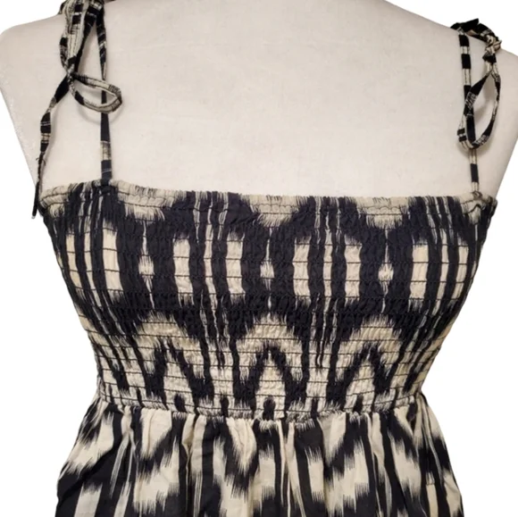 At Last Sundress Women Size Large Black Aztec Print Spaghetti Straps Dress - Picture 2 of 9